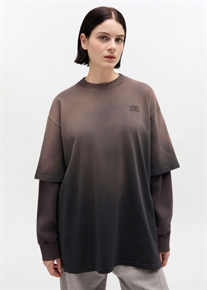 Heavy cotton jersey longsleeve washed effect bluse Phantom A1050044 Ganni 